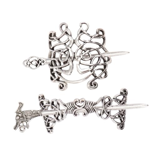 DIKACA 2 Stück Vintage Ethnische Haarnadeln aus Silberlegierung Haarklammern mit Antikfinish Stylischer Haarschmuck für Frauen Bräute und Festliche Anlässe Haarornamente von DIKACA