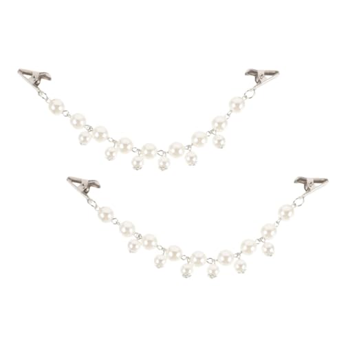 DIKACA 2 Stück Vintage Sweater Clips mit Künstlichen Perlen Vielseitiger No Button Verschluss für Cape Cardigan und Shawl Eleganter Broschenclip für Damenjacken und Pullover Klassisches von DIKACA