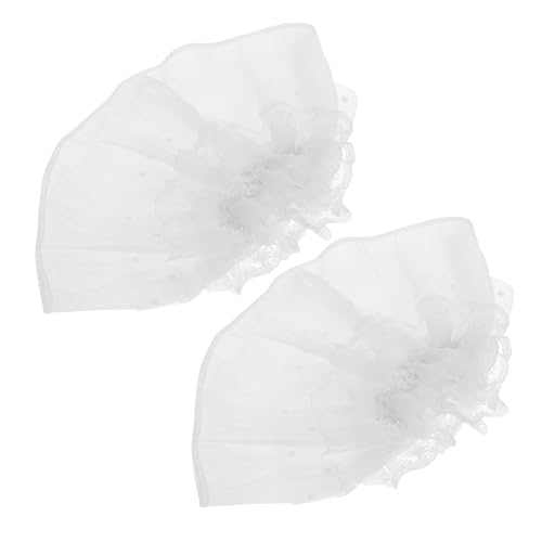 DIKACA 2 Stück Weiße Lolita Spitzen Manschetten mit Einzigartigem Trompetenärmel design Abnehmbare Fake Ärmel für Frauen Komfortable Leichte Handgelenk Accessoires für Halloween Hochzeit von DIKACA
