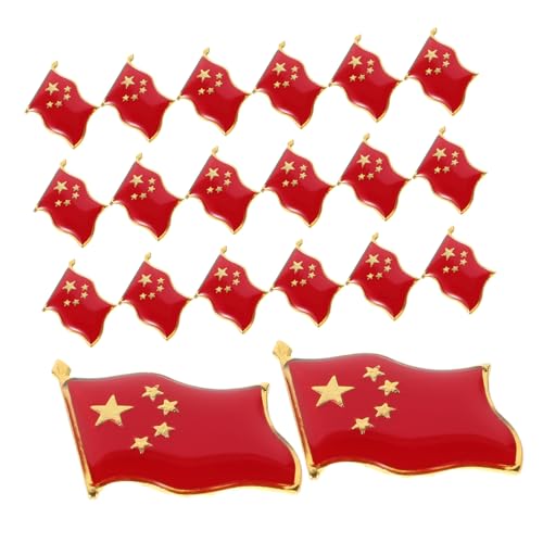 DIKACA 20 Stück Rote Flaggen Anstecknadeln aus Legierung mit Fünf-punkte-stern Patriotische Flaggenbrosche für Kleidung Jacken Rucksäcke Nationalfeiertag von DIKACA