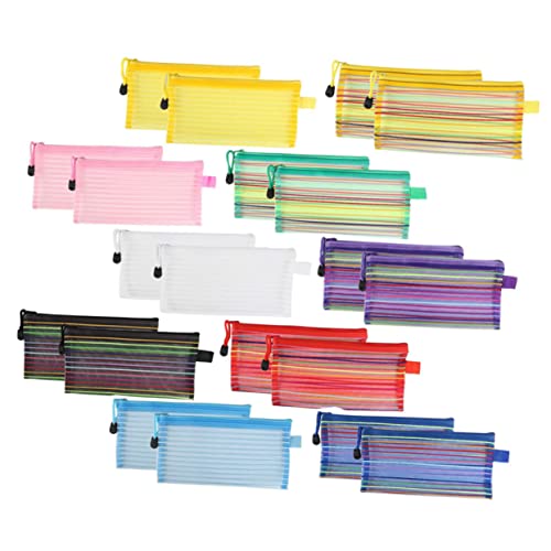 DIKACA 20 Stück Teiliges Multi Funktions Stiftetui aus Strapazierfähigem Material Tragbare Aufbewahrungstasche für Bleistifte Kosmetik und Reiseaccessoires für Schule und Zufällige Farbe von DIKACA