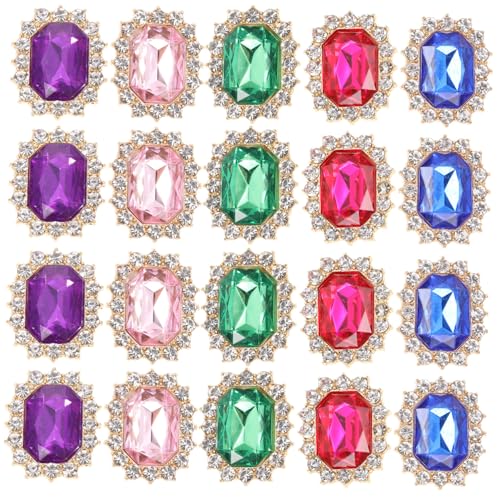 DIKACA 20 Stück Teiliges Schuhband deko Künstlichen Perlen und Strass Quadratische Clips in Farben Einfach Anzubringen Langlebig Vielseitig für Sneaker Lederschuhe Damen und Mädchen von DIKACA