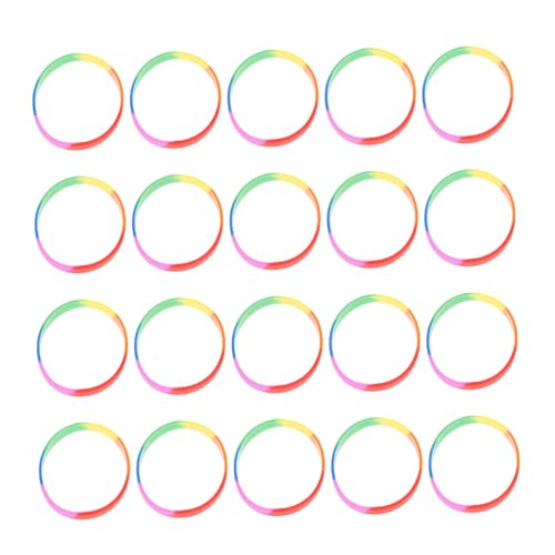 DIKACA 20 Stück Teiliges Silikon Armband Regenbogenfarben Zarte Handgelenksbänder für Damen und Herren Hautfreundlich Modisch Langlebig für Festivals Partys und Alltag von DIKACA
