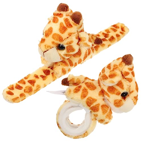 DIKACA 2st Pop-kreis-armband Kuscheltier Deko Geschenk Giraffen-slap-armband Plüschtiere Animal-slap-armband Stofftier Geschenke Animal-slap-armbänder Kind Flanell Armband Tasche Schlagen von DIKACA