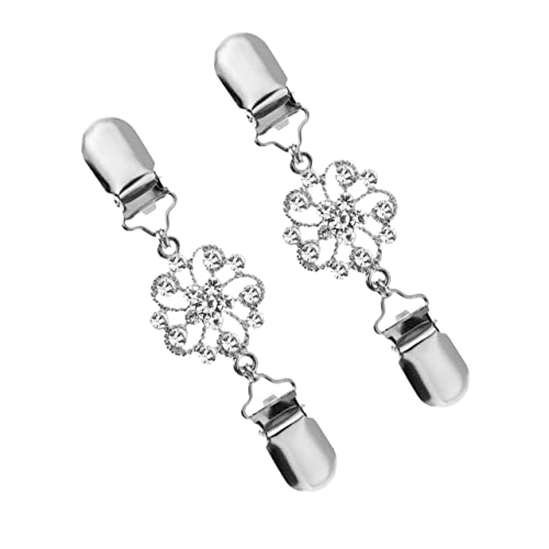 DIKACA 2stücke Kleidung Clips Für Damen Strass Brosche Clips Pullover Schellen Schal Brosche Befestigungen Blumen Design von DIKACA