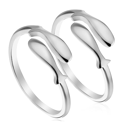 DIKACA 2Stücke Fischringe für Frauen Verstellbare Silberringe mit Einzigartigem Fischdesign Modischer Kostümschmuck für Alltag Offene Zierringe für Finger DIKACA 2Stücke Fischringe für Frauen Verstellbare Silberringe mit Einzigartigem Fischdesign Modischer Kostümschmuck für Alltag Offene Zierringe für Finger von DIKACA