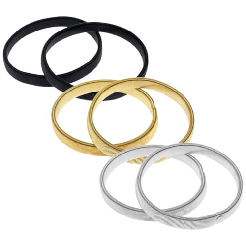 DIKACA 3 Paare Elastische Ärmelhalter Herren Metall Armband Armreif Stretch Shirt Sleeve Holder für Freizeit und Beruf Ergonomisch Leicht Modisch in Schwarz Silber Gold von DIKACA