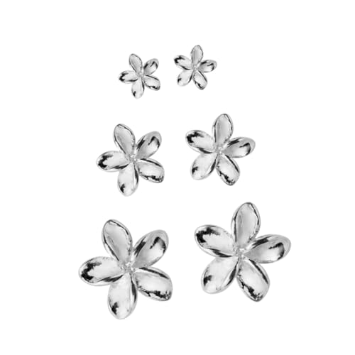 DIKACA 3 Paare Silber Blüten Ohrstecker Blume Damen Ohrschmuck Leicht Modisch Geschenkidee für Mädchen Frauen von DIKACA