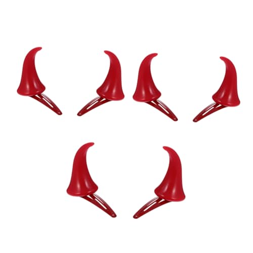 DIKACA 3 Paare Teufelshorn Haarspangen Rot Halloween Kopfschmuck Festlicher Haarschmuck Für Damen Mädchen Einfaches Anbringen Festliche Atmosphäre Karneval Cosplay Zubehör von DIKACA