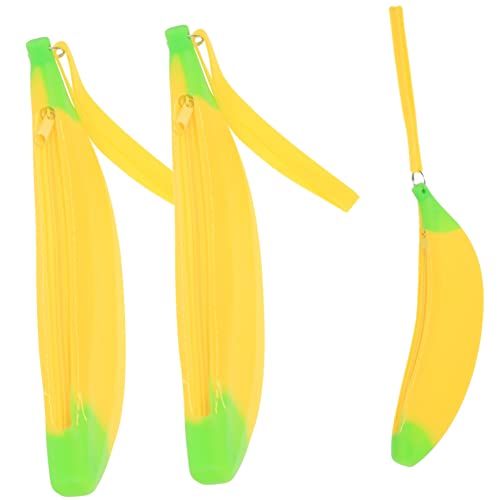 DIKACA 3St Bananen Federmäppchen Kinder federmäppchen Cute Pencil case Großes Stifteetui Stift-Organizer Stifttasche Gemüse Aufbewahrungskiste Schulmaterial Stifthalter Student Kieselgel von DIKACA