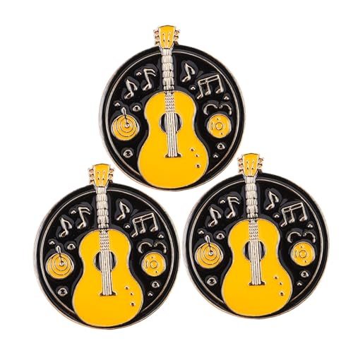 DIKACA 3 Stück Musikinstrument Brosche Themen Anstecknadel Gitarren Brosche Schal Clips Instrument Modische Revers Mini Flötenmodell Musikschmuck von DIKACA