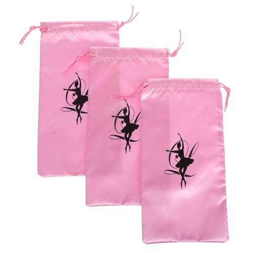 DIKACA 3 Stück Teiliges Ballettschuh Aufbewahrungsbeutel Kordelzug Tanzschuh Tasche für Mädchen Weiches Satinmaterial Geräumig Modisch Vielseitig für Ballett und Reisen von DIKACA