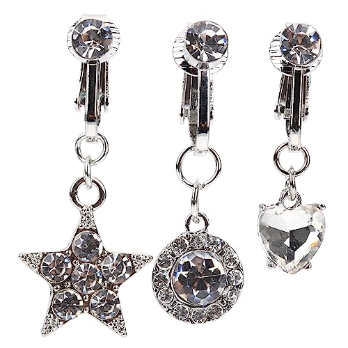 DIKACA 3 Stück Teiliges Edelstahl Bauchnabelring frei von Piercing mit Zirkonia Modische Dangle Bauchnabelringe für Frauen Eleganter Körperschmuck für Party Cosplay und Alltag von DIKACA