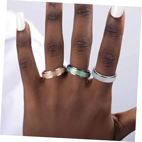 DIKACA 3 Stück Teiliges Edelstahl Herren Damen Drehbare Bunte Fingerringe Langlebig Hautfreundlich Modisch als Schmuck Geschenk von DIKACA