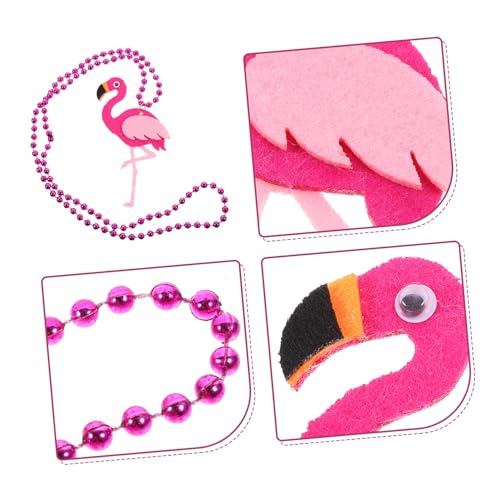 DIKACA 3 Stück Teiliges Hawaii Halskette mit Filz Flamingo Anhänger Tropische Beach Party Ketten Farbenfrohe Hawaii Schmuckkette für Urlaub und Sommerveranstaltungen von DIKACA