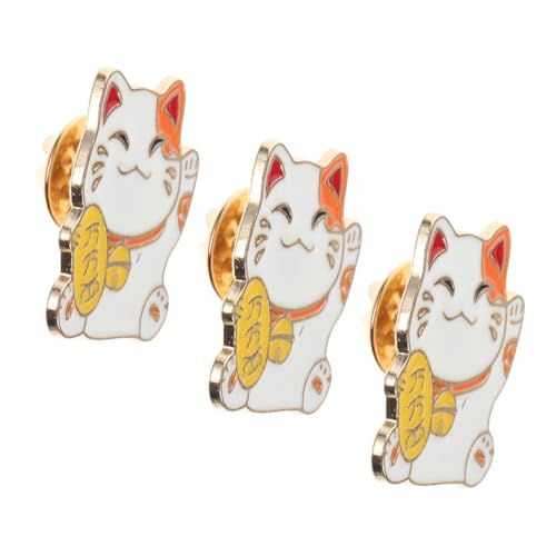 DIKACA 3 Stück Teiliges Japanische Fortune Cat Broschen aus Langlebiger Zinklegierung Kawaii Cartoon Design Modische Anstecknadeln für Kleidung Taschen Hüte Geschenkidee für Damen von DIKACA