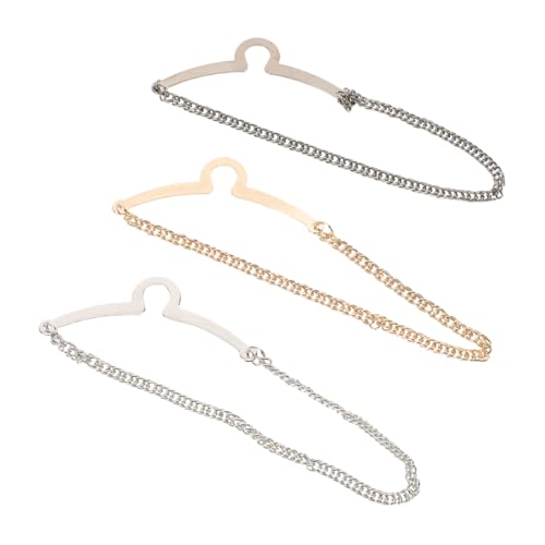 DIKACA 3 Stück Teiliges Krawattenketten aus Kupfer Stilvolle Gliederketten Krawattenbroschen Robuste Kragenpins für Herren Business Hochzeit Anzug und Hemd Accessoires von DIKACA