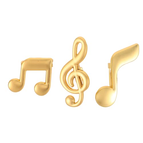 DIKACA 3 Stück Teiliges Notenbroschen Modische Retro Anstecknadeln Goldfarbene Instrumenten Broschen Vielseitige Anstecknadeln für Männer und Frauen Stilvolle Anzug und Mantel Accessoires von DIKACA