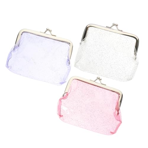 DIKACA 3 Stück Transparente Geldbörsen für Damen Kleine Multifunktionale Münztaschen in Weiß Flieder und Rosa Strapazierfähige Modische Portemonnaies für Alltag Reisen und Party von DIKACA