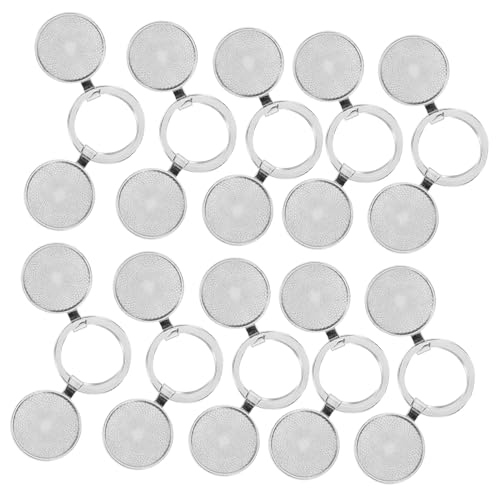 DIKACA 30 Stück Teiliges Schlüsselanhänger Basis Robustem Legierungs Material Runde Cabochon Bezel Trays für Diy Schmuck Vielseitig als Schlüsselring Taschenanhänger und Dekoration von DIKACA