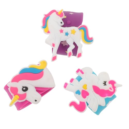 DIKACA 3st Einhorn-pat-kreis Slap-armbänder Für Kinder Tiere Schlagen Kinderarmbänder Raffhalter Für Vorhänge Einhorn-schnapparmband Schnappbänder Für Kinder Schmücken Karikatur Kieselgel von DIKACA