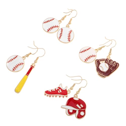 DIKACA 4 Paar Baseball Ohrringe Damen Leicht Asymmetrisch Sport Ohrhänger mit Baseballschläger und Mütze Design Baseball Accessoires für Frauen für Party und Alltag DIKACA 4 Paar Baseball Ohrringe Damen Leicht Asymmetrisch Sport Ohrhänger mit Baseballschläger und Mütze Design Baseball Accessoires für Frauen für Party und Alltag von DIKACA