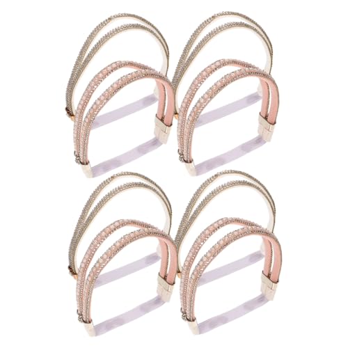 DIKACA 4 Paare Dekorative High Heel Schuhriemen mit Abnehmbaren Strass und Kunstperlen Verzierung Elastische Rutsch Bänder für Slipper Sandalen Verstellbare Ersatz Schnürsenkel für Damen von DIKACA