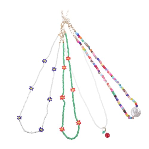 DIKACA 4 Stück Boho Perlenkette Bunte Beaded Choker Halsketten für Teenager Mädchen Strand Schmuck Leicht und Stylisch von DIKACA