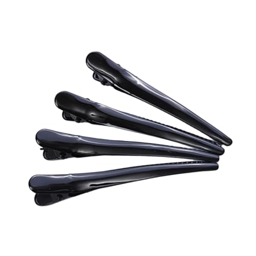 DIKACA 4 Stück Große Schwarze Entenschnabel Haarklammern aus Stabile Alligator Clips für Damen Haarschonendes Styling tool für Friseurbedarf und DIY Haarstyling von DIKACA