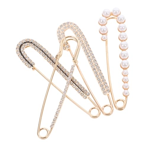 DIKACA 4 Stück Perlenbroschen Set Teilig mit Strass Sicherheitsnadeln für Kleidung Verstellbare Taillenspanner Clips für Cardigans Jeans Kleider Anstecknadeln für Damen von DIKACA