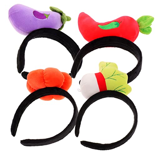 DIKACA 4 Stück Teiliges Cartoon Gemüse Haarreif Kreative Haarbänder Weiches Plüsch Stirnband für Party Kostüm Fotoshooting Geeignet für Mädchen und Erwachsene von DIKACA