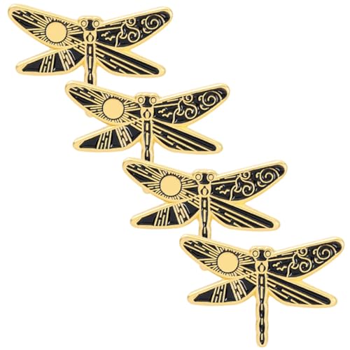 DIKACA 4 Stück Teiliges Emaille Libellen Broschen mit Sonne und Mond Design Modische Anstecknadeln aus Langlebigem Legierungsmaterial Kreative Schmuckaccessoires für Kleidung Taschen von DIKACA