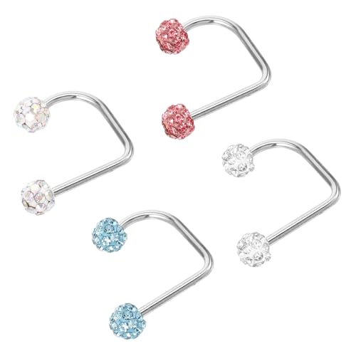 DIKACA 4 Stück Teiliges Lippenring Metall Piercing Schmuck Bunt Sicher Komfortabel Damen Modisch Horseshoe Stil Langlebig von DIKACA