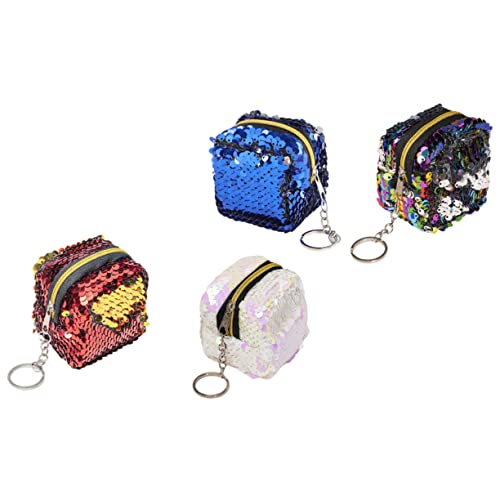 DIKACA 4 Stück Teiliges Münzgeldbörse Handliche Kleine Geldtaschen mit Großer Kapazität Vielseitige Aufbewahrung für Karten Münzen und Kleine Gegenstände Farbiges Design Rot Blau Schwarz von DIKACA