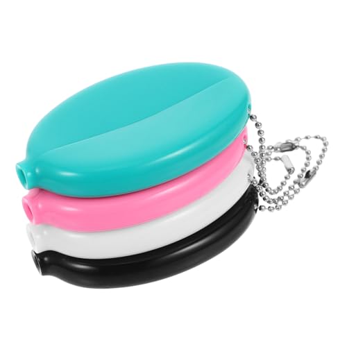 DIKACA 4 Stück Teiliges PVC Münzbeutel Oval Tragbare Geldbörse mit Kette Weiche Langlebige Münzbörsen für Damen und Herren Vielseitig für Münzen Schlüssel Schmuck Reise und Alltag von DIKACA