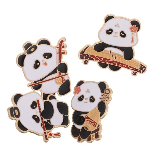 DIKACA 4 Stück Teiliges Panda Emaille Pin mit Chinesischem Musikinstrument Cartoon Broschen aus Metall für Kleidung Rucksäcke Hüte Leichte Tragbare Accessoires mit Orientalischem Flair von DIKACA
