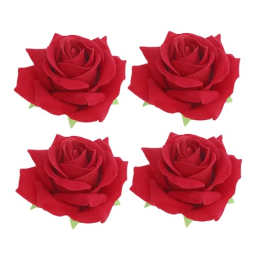DIKACA 4 Stück Teiliges Rote Rosen Haarspangen aus Strapazierfähigem Künstliche Blume Haarklammern für Damen Stilvolle Hawaii Party Haarschmuck für Hochzeit Strand und Festival von DIKACA
