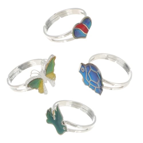 DIKACA 4 Stück Teiliges Verstellbares Farbwechsel stimmungsring Niedlichen Cartoon tieren für Mädchen Thermochromischer Öffnungsring Modisches Schmuck accessoire Zufällige Farbe DIKACA 4 Stück Teiliges Verstellbares Farbwechsel stimmungsring Niedlichen Cartoon tieren für Mädchen Thermochromischer Öffnungsring Modisches Schmuck accessoire Zufällige Farbe von DIKACA