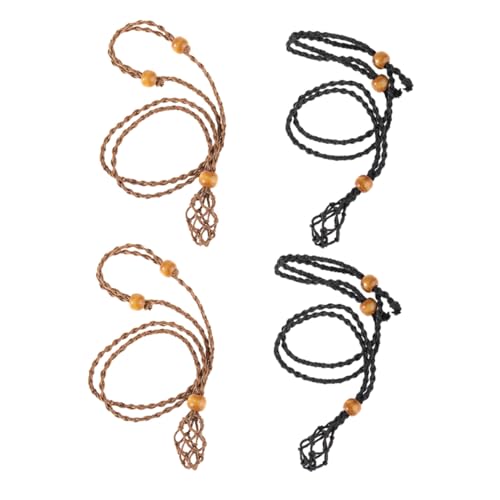 DIKACA 4 Stück Teiliges Verstellbares Netzbeutel Halskettenzubehör aus Gewobenem Wachsband Funkelnder Anhänger Halter für Damen DIY Schmuckherstellung Leicht und Komfortabel von DIKACA