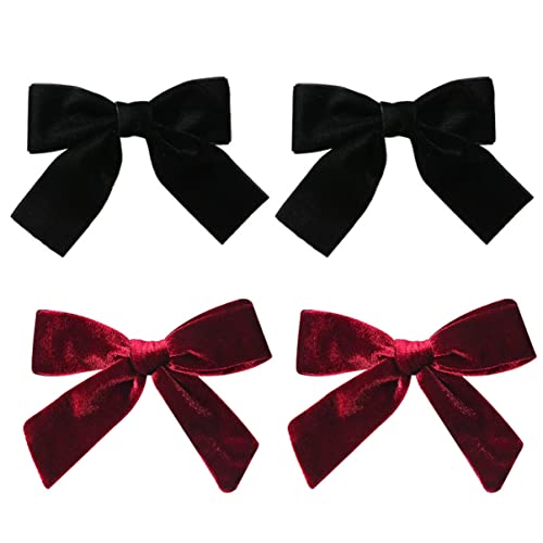 DIKACA 4 Stück Velvet Haarschleifen Clips Kreative Schleifen Haarnadeln für und Partys Haaraccessoires für Frauen Schwarz Weinrot von DIKACA