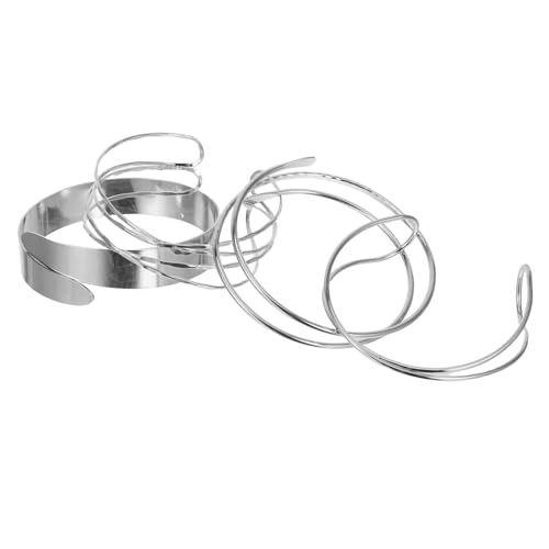 DIKACA 4 Stück Verstellbare Armcuff Armbänder aus Langlebiger Legierung Geometrisches Design mit Glatter Oberfläche Oberarm Bänder für Damen Stilvolle Schmuck Accessoires von DIKACA