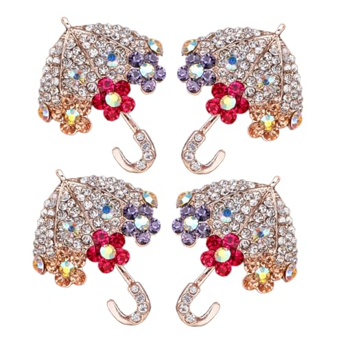 DIKACA 4 Stück Vintage Regenschirm Broschen mit Funkelnden Strasssteinen Modische Anstecknadeln für Damenkleidung Mäntel Hüte und Taschen Verspieltes Design von DIKACA