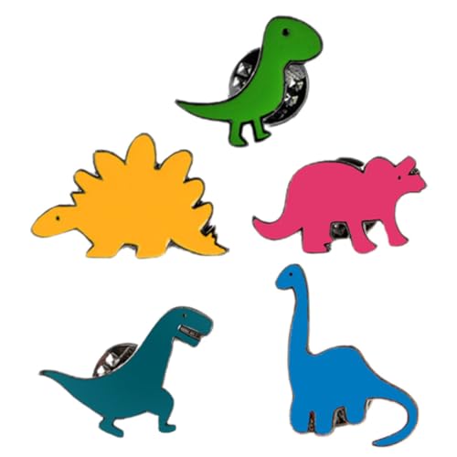 DIKACA 5 Stück Dinosaurier Broschen Damen Schmuck Emaille Anstecknadeln Modeaccessoires für Kleidung Taschen Rucksäcke Caps Vielseitig Einsetzbar Modisch und Dekorativ von DIKACA