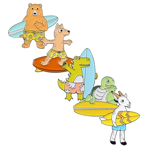 DIKACA 5 Stück Niedliche Tierbroschen Anstecknadeln aus Emaille Vielseitige Pins für Kleidung und Taschen Bunte Cartoon anstecker für Frauen und Mädchen Einfache Handhabung Modische von DIKACA