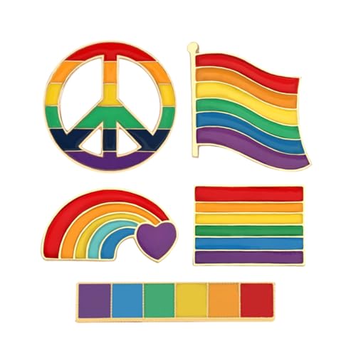 DIKACA 5 Stück Regenbogen Broschen Anstecknadeln Damen Bunte Lapel Pins für Rucksack Kleidung DIY Schmuck Party Accessoire mit Einzigartigen Formen und Lebendigen Farben von DIKACA