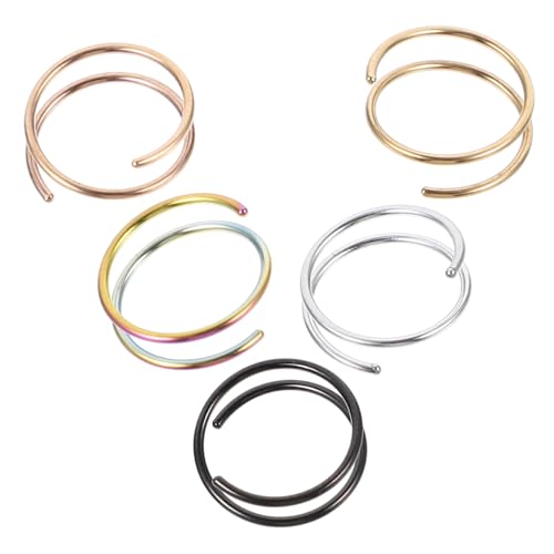 DIKACA 5 Stück Teiliges Edelstahl Nasenringe Spiral Doppel Ohrring Nasenpiercing Schmuck Leicht Hautfreundlich Sicher für Damen Herren Geschenkidee von DIKACA