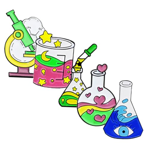 DIKACA 5 Stück Teiliges Laborgeräte Anstecknadel Set Modische Wissenschaftsbroschen aus Legierung Vielseitige Schmuckklammern für Damen Geschenk für Forschung und Partyaccessoire von DIKACA