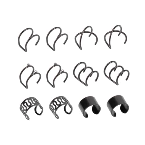DIKACA 6 Paare Ohrclips Schwarz Modisch Unisex Ohrschmuck Ohrklemmen Frei Von Piercing Kreatives Accessoire Für Damen Herren Alltag Party Hochzeit von DIKACA