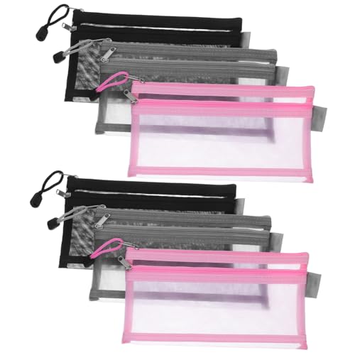 DIKACA 6 Stück Doppellagiges Federmäppchen aus Nylon Mesh mit Reißverschluss Transparentes Stiftemäppchen Leichtes Verschleißfestes Schreibwaren Etui Teiliges für Schule und Büro von DIKACA