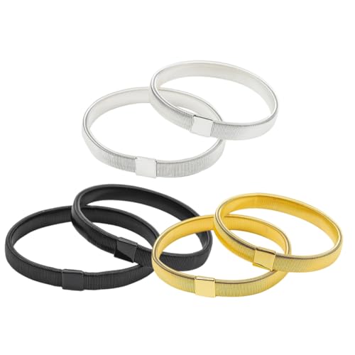 DIKACA 6 Stück Elastische Armringe aus Rutschfeste Manschetten Armbänder für Herren Modische Viking Wristband in Schwarz Gold und Silber Stylische Ärmelhalter für Hemden von DIKACA